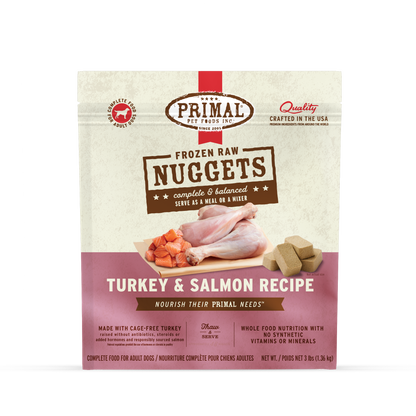 Frozen Raw Nuggets Dog Food - Turkey & Salmon Recipe