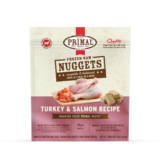 Frozen Raw Nuggets Dog Food - Turkey & Salmon Recipe