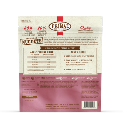 Frozen Raw Nuggets Dog Food - Turkey & Sardine Recipe