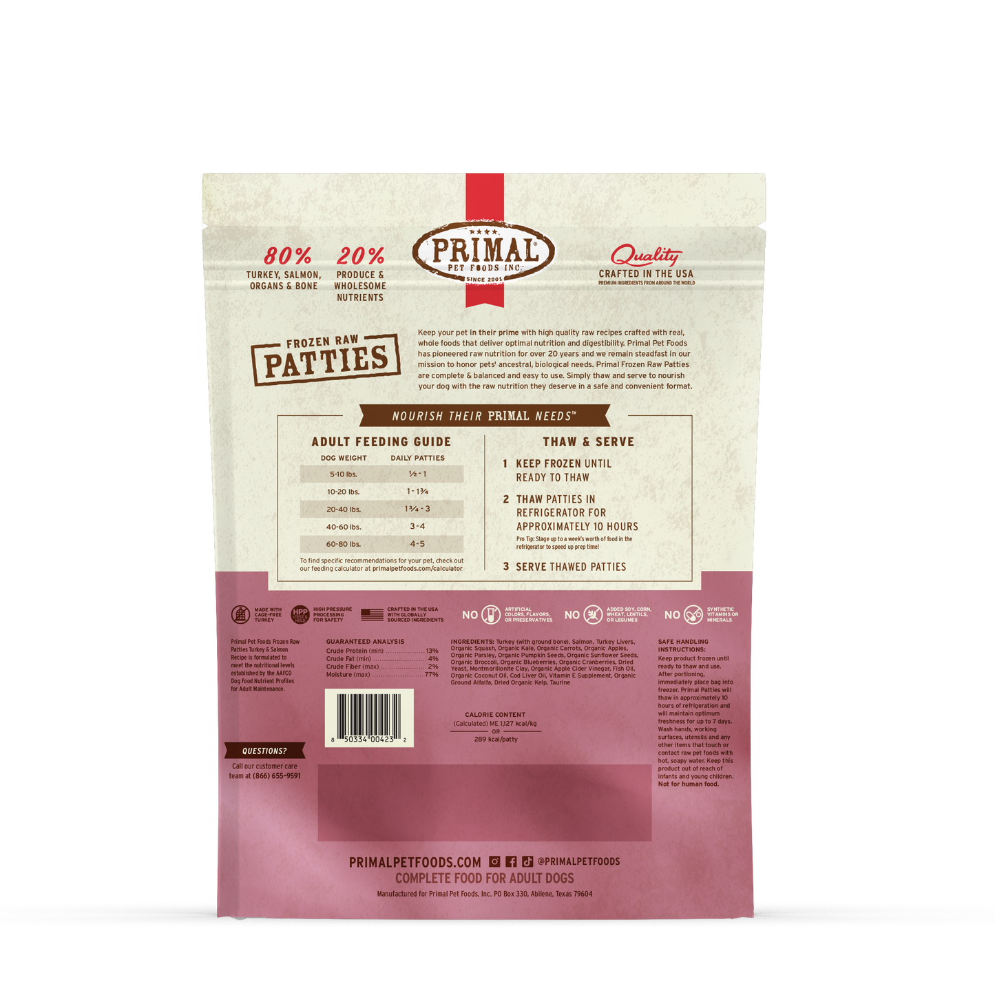 Frozen Raw Patties Dog Food - Turkey & Salmon Recipe