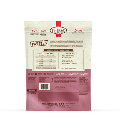 Frozen Raw Patties Dog Food - Turkey & Salmon Recipe