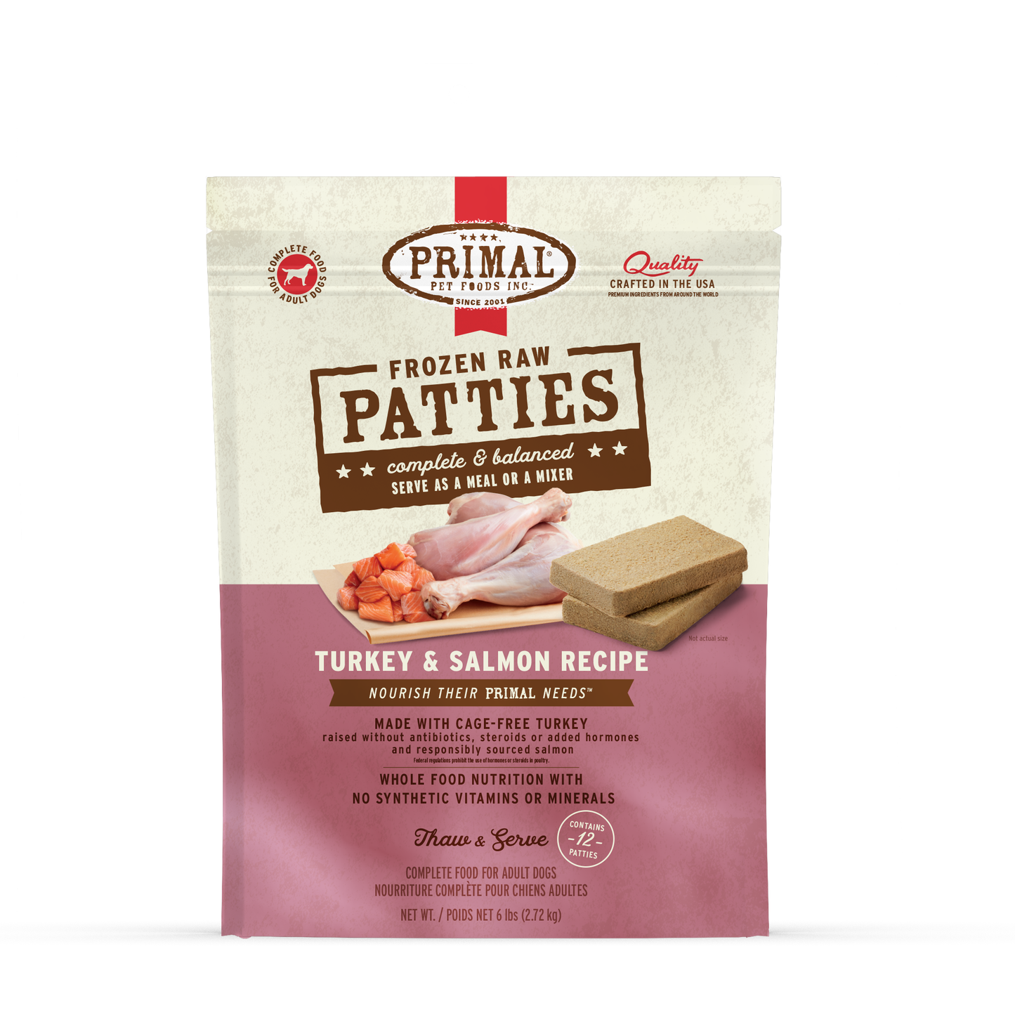 Frozen Raw Patties Dog Food - Turkey & Salmon Recipe