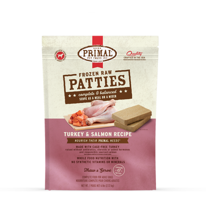 Frozen Raw Patties Dog Food - Turkey & Salmon Recipe