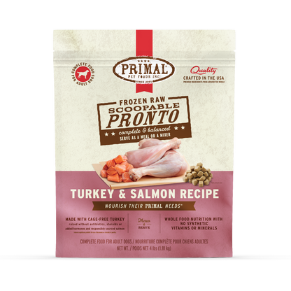 Frozen Raw Scoopable Pronto Dog Food - Turkey & Salmon Recipe