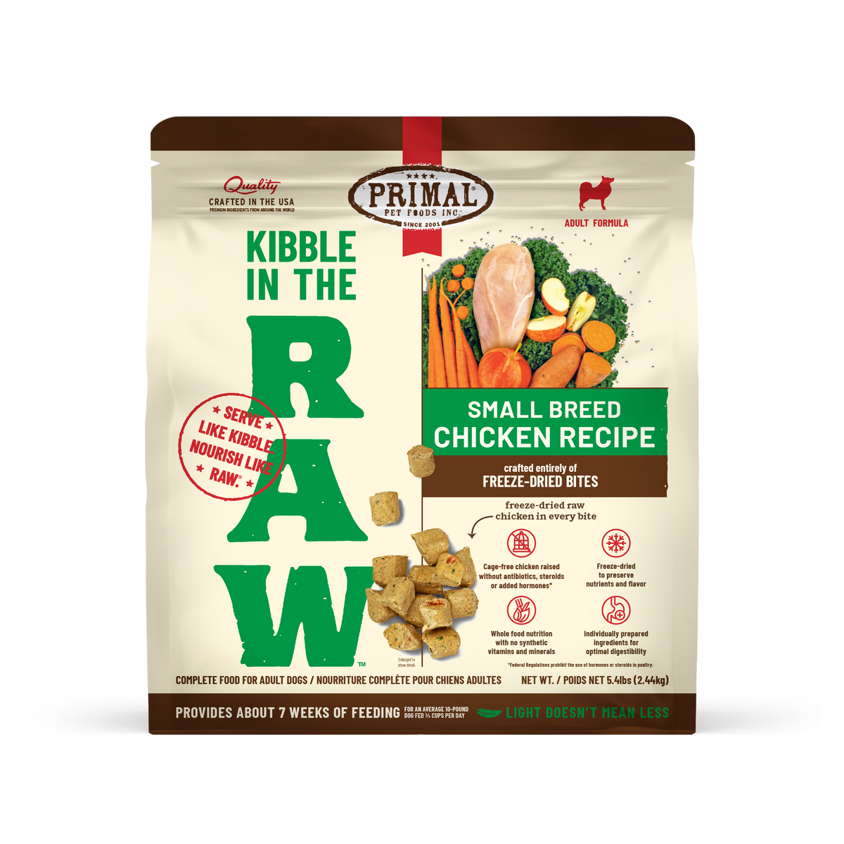 Kibble in the Raw Dog Food - Small Breed Chicken Recipe