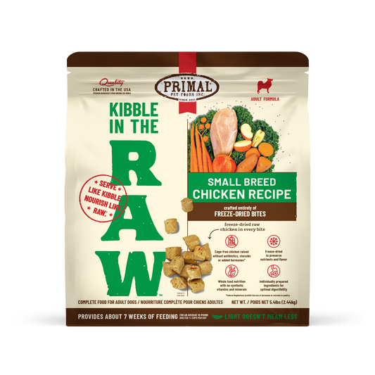 Kibble in the Raw Dog Food - Small Breed Chicken Recipe